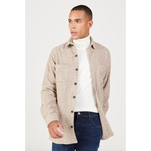 AC&Co / Altınyıldız Classics Men's Brown Comfort Fit Relaxed Cut Classic Collar Checkered Shirt