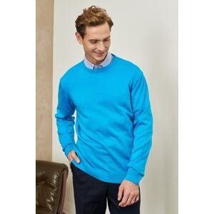 ALTINYILDIZ CLASSICS Men's Turquoise Standard Fit Normal Cut Crew Neck Knitwear Sweater