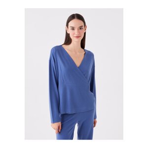 LC Waikiki Double Breasted Collar Plain Long Sleeve Women's Pajamas Set