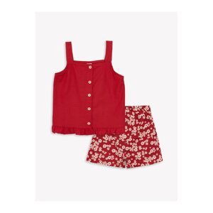 LC Waikiki Square Neck Baby Girl Blouse and Shorts 2-Set