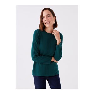 LC Waikiki Women's Crew Neck Knitwear Sweater With Embroidery Long Sleeves.