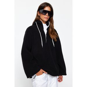 Trendyol Winter Essentials Black Thick Fleece Oversize/Wide-Fit High Neck Knitted Sweatshirt