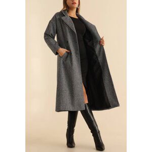 Bigdart 9113 Oversize Wide Cut Woolen Cashmere Coat - Black