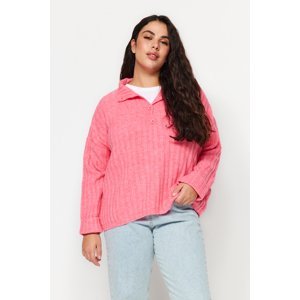Trendyol Curve Pink Button Closure Knitwear Sweater