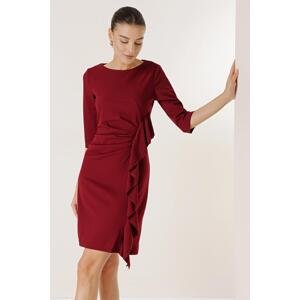 By Saygı Lycra Dress with Flounce Detail on the Front