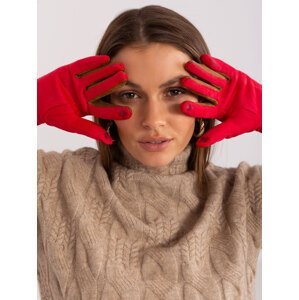 Červené dotykové rukavice s hladkým vzorem