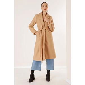 By Saygı Belted Waist Side Pocket Lined Coat