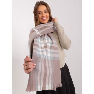 Špinavý fialový a šedý zimní šátek z měkkého úpletu