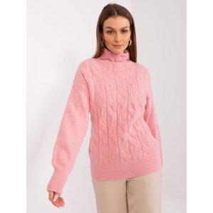 Světle růžový dámský svetr s manžetami