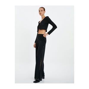 Koton Wide Leg Trousers Regular Waist with Lace Detail on the Sides