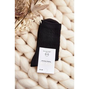 Dámské bavlněné ponožky s reliéfem černé