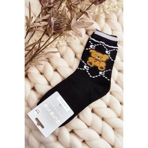 Teplé Bavlněné Ponožky S Medvídkem, Černá