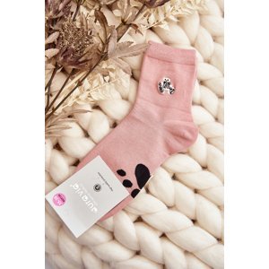 Dámské bavlněné ponožky s růžovou nášivkou medvídka