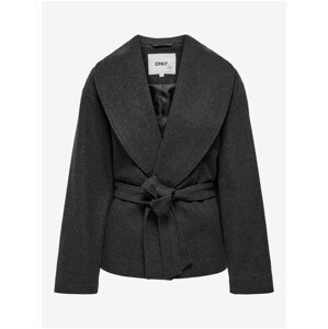 Tmavě šedý dámský krátký kabátek ONLY Augusta - Dámské