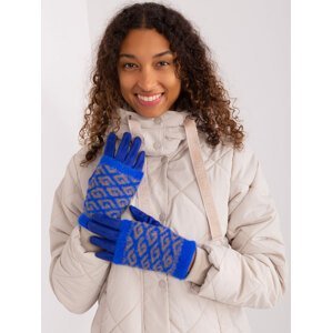 Kobaltově modré rukavice s pleteným překrytím