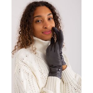 Tmavě šedé elegantní rukavice s knoflíkem