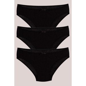 armonika Women's Black Cotton Lycra Bikini Panties 3 Pack