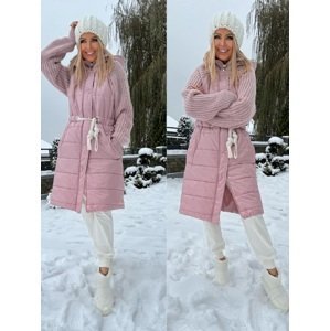 Women's pink jacket with hood and knitted sleeves By o la la