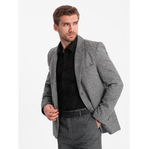 Ombre Men's casual jacket with decorative pin on lapel - grey melange