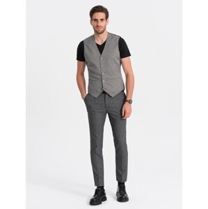 Ombre Men's jacquard casual vest without lapels - gray