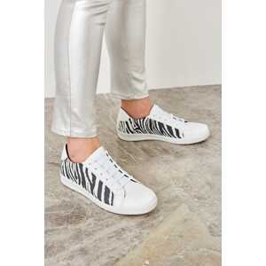 Trendyol White Zebra-Patterned Women's Sneaker