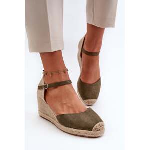 FJ1 Suede Espadrilky sandály na klínu Zelená Cammer
