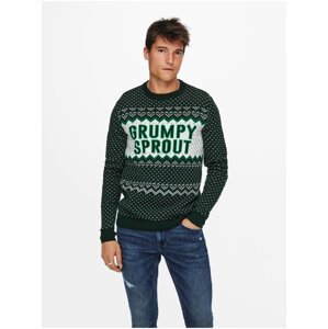 Tmavě zelený vánoční svetr ONLY & SONS X-Mas - Pánské