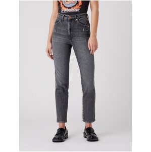Šedé dámské zkrácené straight fit džíny Wrangler - Dámské