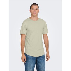 Světle šedé žíhané pánské basic tričko ONLY & SONS Benne - Pánské