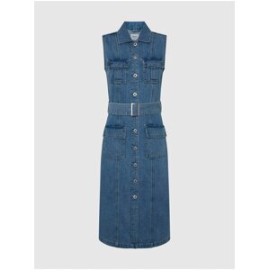 Tmavě modré dámské džínové midišaty Pepe Jeans - Dámské