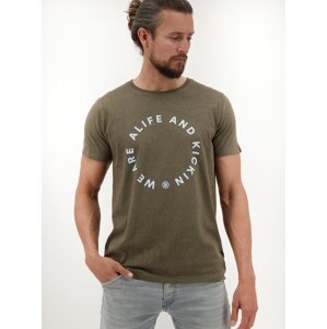 Khaki pánské tričko Alife and Kickin - Pánské