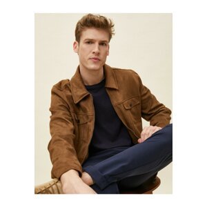 Koton Men's Brown Zipper Detailed Coat