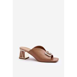 Elegantní Dámské Pantofle Na Podpatku Laura Messi 2771 Beige