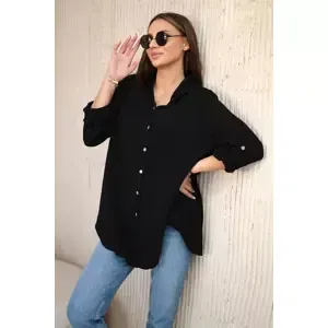 Kesi Włoski Bavlněná mušelínová košile oversize černý