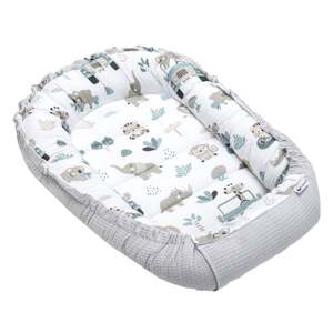 Medi Partners Baby cocoon/nest – Waffle – Mint Zoo + Gray Waffle