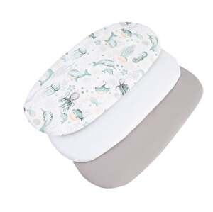 Medi Partners 3 – Pak – Fitted sheet for stroller – cotton – Ocean – White – Gray
