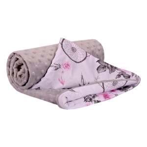 Medi Partners Blanket 75x100 cotton + minky – Dream catchers with flowers + gray minky