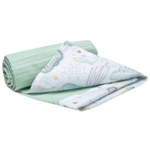 Medi Partners Blanket 75x100 cotton + cotton Waffle – Ocean + mint Waffle
