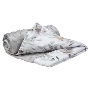 Medi Partners Blanket 75x100 cotton + minky – deer in leaves + gray minky