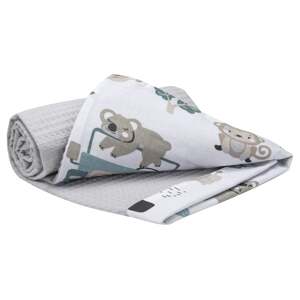 Medi Partners Blanket 75x100 cotton + cotton Waffle – Mint Zoo + Gray Waffle