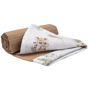 Medi Partners Blanket 75x100 cotton + cotton Waffle – Safari + brown Waffle