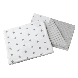 Medi Partners Quilt 55x75 + pillow 35x30 cotton + minky – Gray stars on white + gray minky