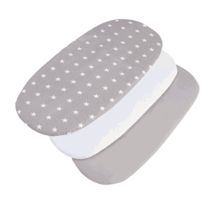 Medi Partners 3 – Pak – Fitted sheet for stroller – cotton – Stars – White – Gray