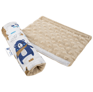 Medi Partners Cotton + minky car seat belt protector – Boho animals + beige minky
