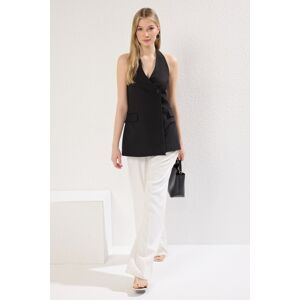 Trendyol Black Regular Barter Neck Double Breasted Closure Vest