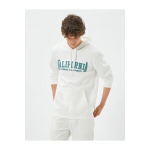 Koton College Sweat Hooded Kangaroo Pocket Detailed Long Sleeve Drawstring
