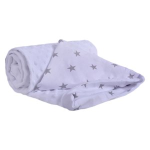 Medi Partners Blanket 75x100 cotton + minky – Gray stars on white + white minky