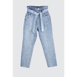Trendyol Blue Belt Super High Waist Mom Jeans