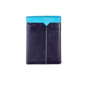 Černá kožená peněženka s modrou vsadkou