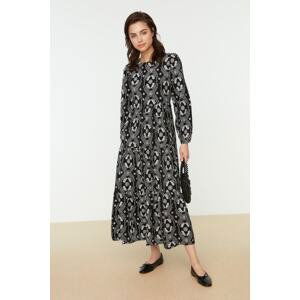 Trendyol Black Patterned Crewneck Woven Dress